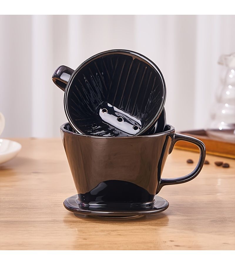 White Coffee Filter Cup Small Capacity Household Drip Pot Hanging Ear Hand Punch Filter Funnel - Image 1