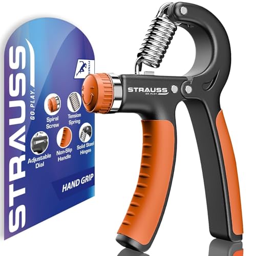 Strauss Adjustable Hand Grip| Adjustable Resistance (10KG - 40KG) | Hand Gripper for Home & Gym Workouts | Perfect for Finger & Forearm Hand Exercises for Men & Women (Black/Orange) - Image 1