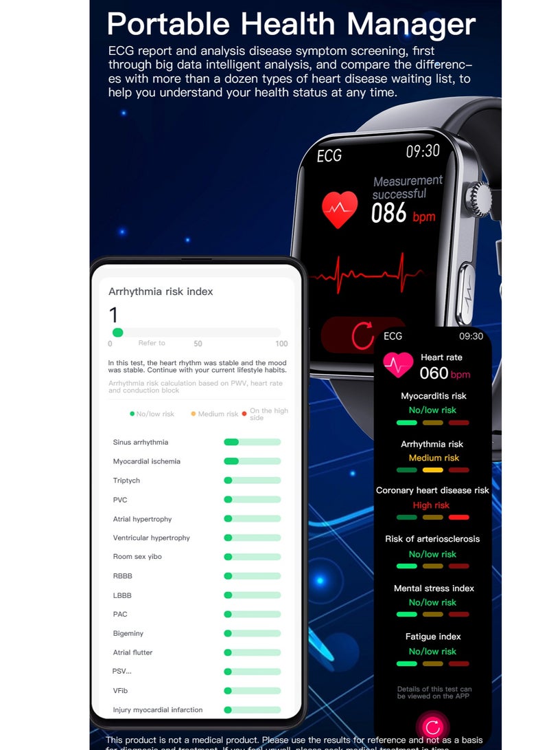 Healthy Smart Watch, Waterproof Fitness Watch, Bluetooth Connection, Incoming Calls And Text Messages Reminding Business Smart Watch, Heart Rate Monitoring, Scientific Sleep, Men's Smart Watch, Smart Watch That Can Measure Blood Pressure And Blood Lipid Analysis, Women's Watch - Image 5