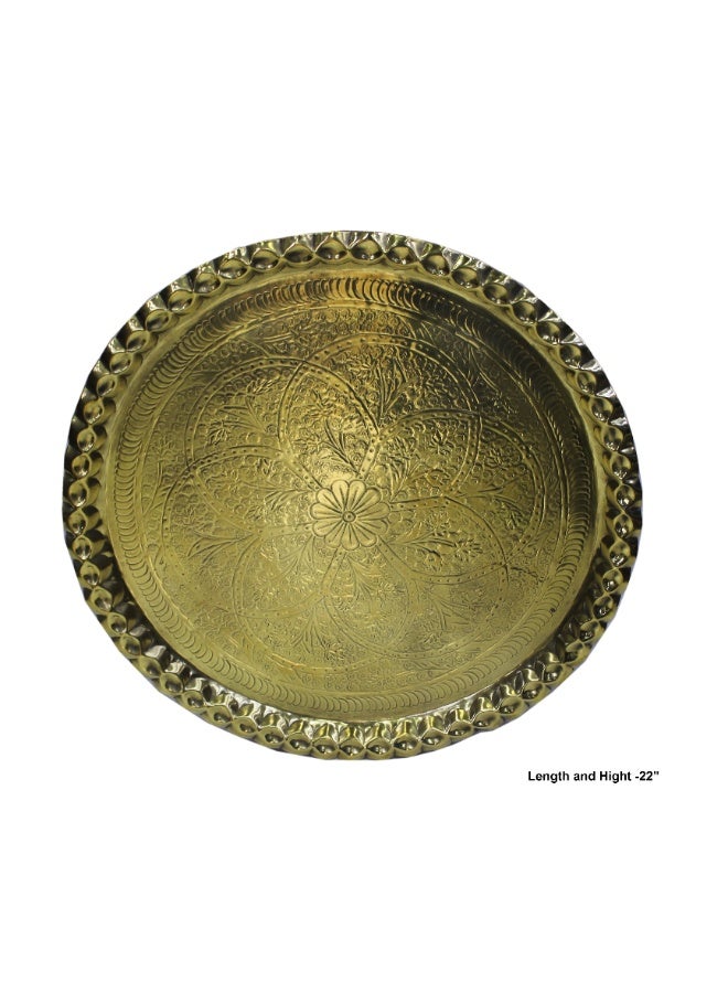 Brass Arabic Elegant Design Tray/Plate For Decoration or Food Serving for Home/Hotel or Wall Hanging for Home/Office Decoration.(22" Inches) - Image 2