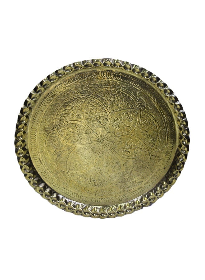 Brass Arabic Elegant Design Tray/Plate For Decoration or Food Serving for Home/Hotel or Wall Hanging for Home/Office Decoration.(22" Inches) - Image 1