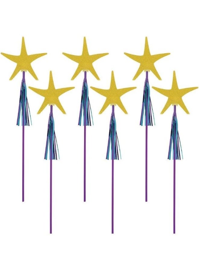 amscan 341975 Starfish Glitter Wands - 6 Pcs Mermaid Wishes