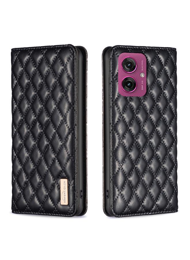 S-TOP Case For Motorola Moto G55 Diamond Lattice Magnetic Leather Flip Phone Case - Image 1