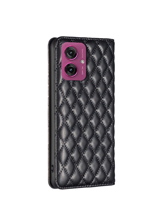 S-TOP Case For Motorola Moto G55 Diamond Lattice Magnetic Leather Flip Phone Case - Image 4