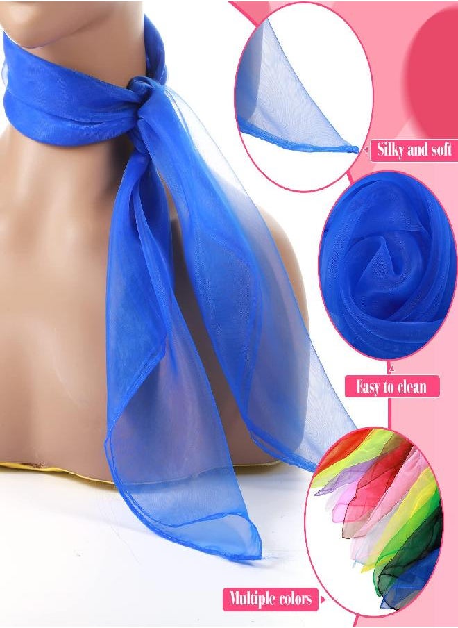 Haysandy - Haysandy 12 Pcs 50s Retro Chiffon Sheer Square Neck Head Scarf for Women Handkerchief Lightweight Satin Ribbon Scarf Hemmed Sheer Neck Scarf Juggling Dance Scarf Set, 27.5 x 27.5 Inches (Retro Color) - Image 1