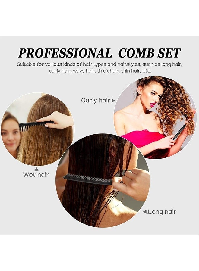 GlamKit 3 Pcs Wide Tooth Detangling Hair Comb Detangling Hair Comb Hair Styling Comb Set, Carbon Fiber Cutting Comb Anti Static Heat Resistant Comb for Women Curly Straight Long Hair, Black - Image 5