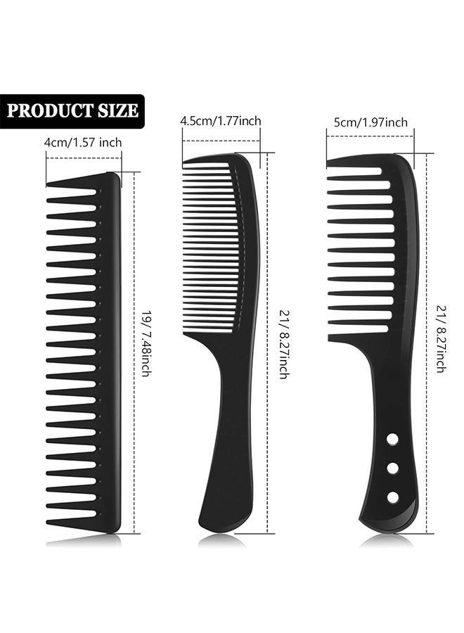 GlamKit 3 Pcs Wide Tooth Detangling Hair Comb Detangling Hair Comb Hair Styling Comb Set, Carbon Fiber Cutting Comb Anti Static Heat Resistant Comb for Women Curly Straight Long Hair, Black - Image 2