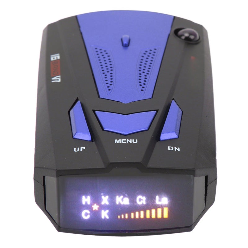 Car Radar Detector 360 Degree Protection Speed Alarm 16 Band Electronic Dog Detector Speedometer Speed Tester Blue - Image 1