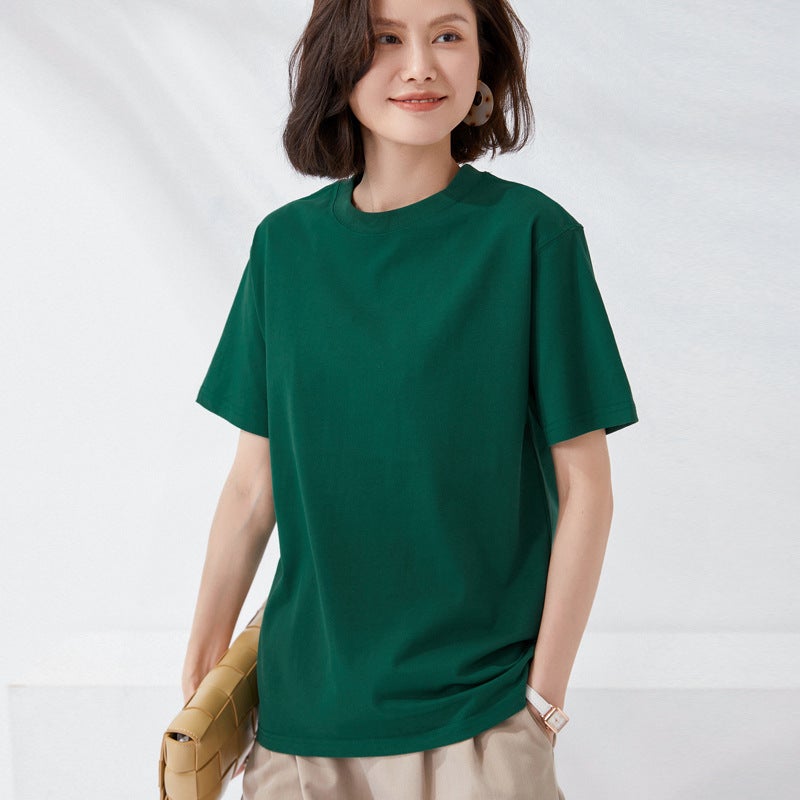 100% Cotton Short-Sleeved Summer Plus Size Unisex T-Shirt Round Neck Loose Solid Color Breathable Couple Short-Sleeved T-Shirt - Image 1