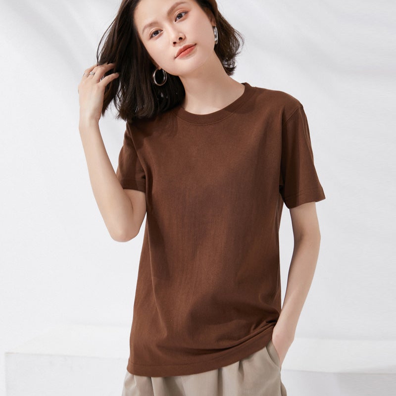100% Cotton Short-Sleeved Summer Plus Size Unisex T-Shirt Round Neck Loose Solid Color Breathable Couple Short-Sleeved T-Shirt - Image 5