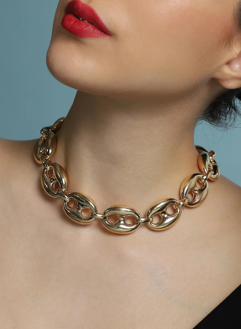 SOHI SOHI Women The Chunky Coffee-Bean Chain Necklace | California  Colour | One-Size | Metallic Alloy Material | Lobster Clasp Closure | Necklace For Casual & Evening Wear