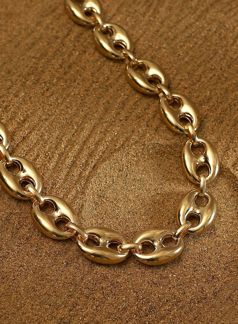 SOHI SOHI Women The Chunky Coffee-Bean Chain Necklace | California  Colour | One-Size | Metallic Alloy Material | Lobster Clasp Closure | Necklace For Casual & Evening Wear