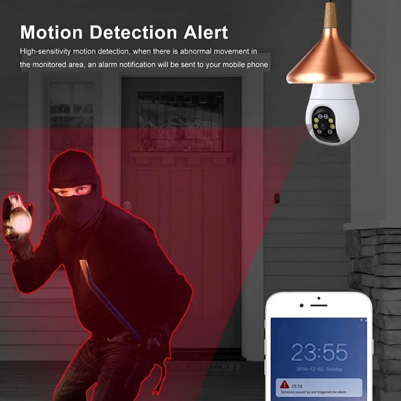 WiFi 360 Panoramic Bulb Camera 1080P Security Camera with 2.4&5GHZ WiFi 360 Degree Panoramic viewing Wireless Home Surveillance Camera Night Vision Two Way Audio Smart Motion Detection - Image 5