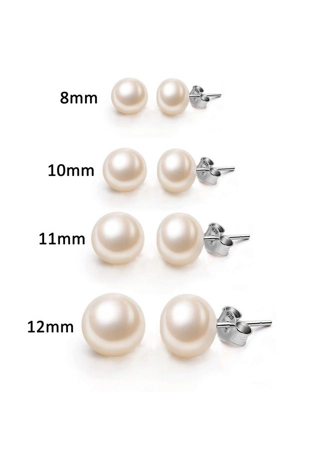 EVER FAITH Ear Accessory 925 Sterling Silver Aaa Freshwater Button Cultured Pearl Stud Earrings - 11Mm  - Image 5