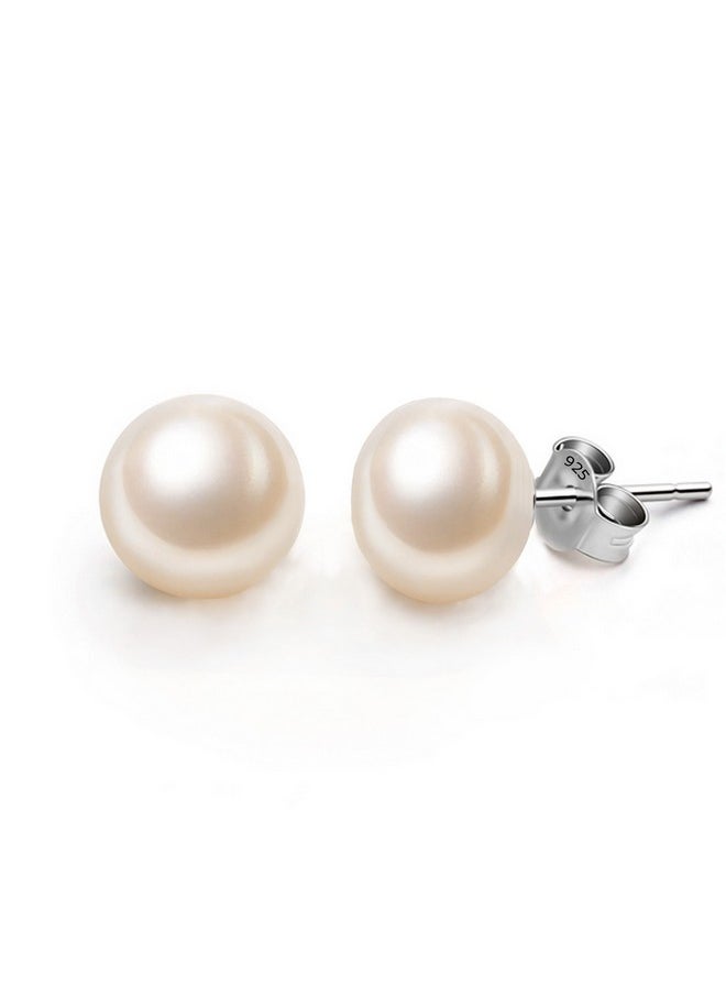 EVER FAITH Ear Accessory 925 Sterling Silver Aaa Freshwater Button Cultured Pearl Stud Earrings - 11Mm  - Image 1