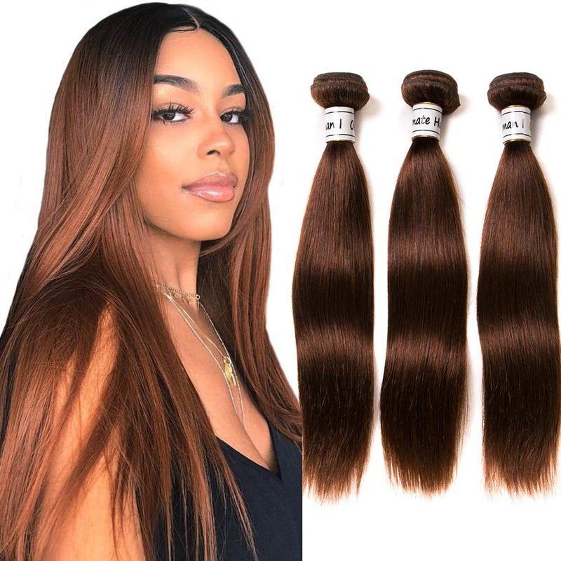 Ornate Hair Ornate Hair 8A Grade Virgin Brazilian Straight Hair 3 Bundles 100gbundle 100 Unprocessed Remy Human Hair Weave Extensions 4 Light Brown Full Head 12 14 16inch 