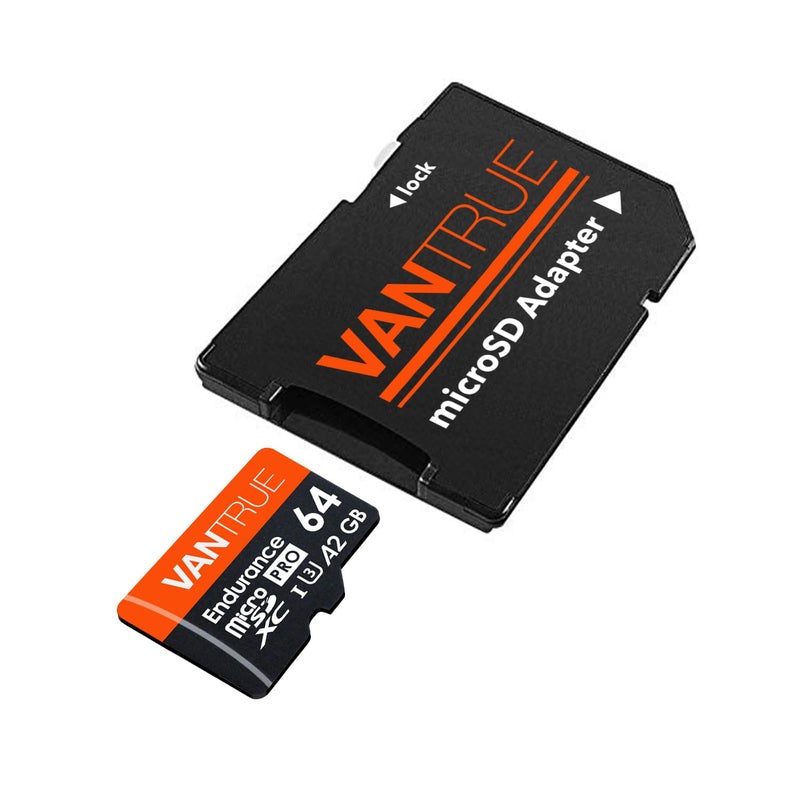 Vantrue 64GB microSD Card with Adapter, U3 UHS-I High Speed SD Card for Dash Cams & Home Security System Video Cameras - Image 2