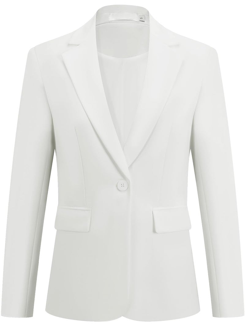 Kelyaa Womens One Button Blazer Casual Open Front Long Sleeve Suit Jackets Business Work Office Blazers with Pockets White - Image 5