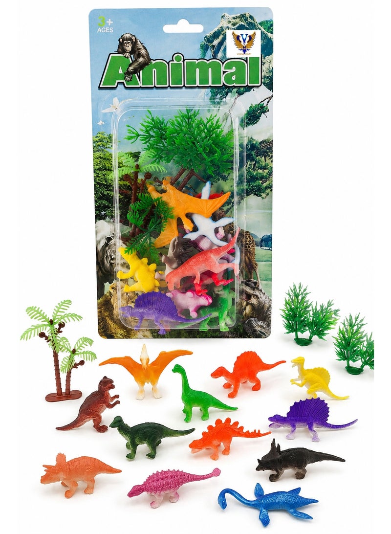 Mini Dinosaur Play Set for Kids, 10 Colorful Dinosaur Figures with 3 Trees, Small Prehistoric Animal Toys for Imaginative Play, Party Favors and Learning Activities - Image 4