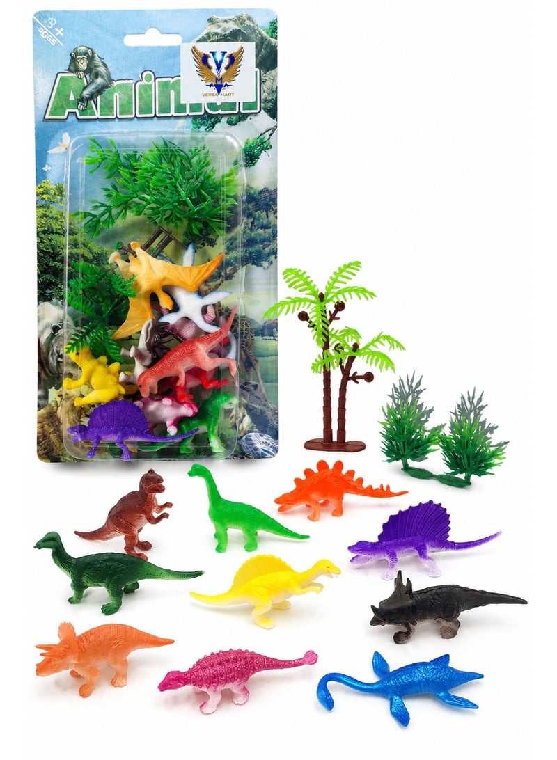 Mini Dinosaur Play Set for Kids, 10 Colorful Dinosaur Figures with 3 Trees, Small Prehistoric Animal Toys for Imaginative Play, Party Favors and Learning Activities - Image 3