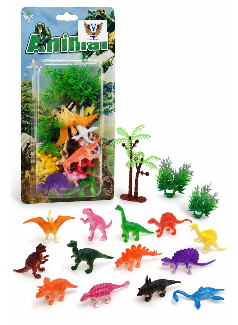Mini Dinosaur Play Set for Kids, 10 Colorful Dinosaur Figures with 3 Trees, Small Prehistoric Animal Toys for Imaginative Play, Party Favors and Learning Activities - Image 5