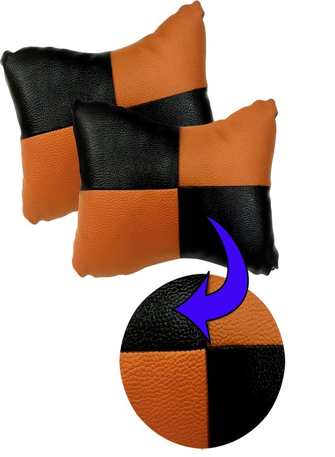 PulGos Orange Check Design Car Neck Rest Cushion with Adjustable Straps_926 - Image 5