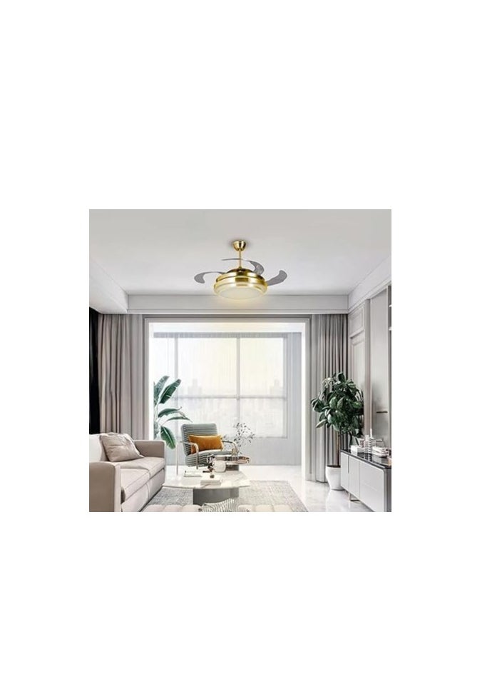 Shard 42 inch Ceiling Fan With Light and Remote Control - 65W Tri Colour Light Adjustable Fan Modern Noiseless Golden Colour Fan Modern Blade Noiseless copper Motor, 3-speed  - Image 2