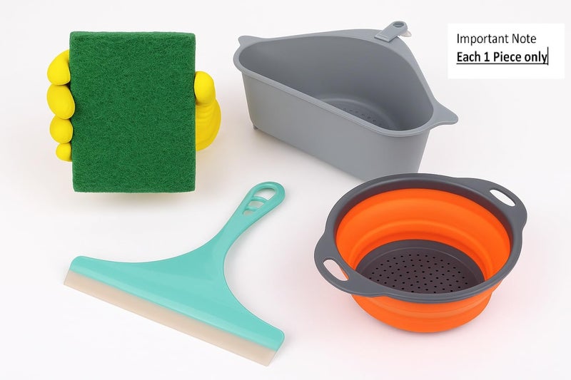 XL Kitchen Vegetable and Sink Strainer with Wiper and Scrub,Plastic,30 Centimeters,Multi-Coloured - Image 1