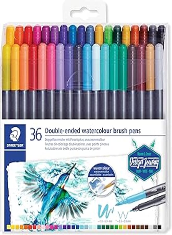 Staedtler 3001 Tb36 Double Ended Watercolour Brush Pens, Assorted Colour, Pack Of 36