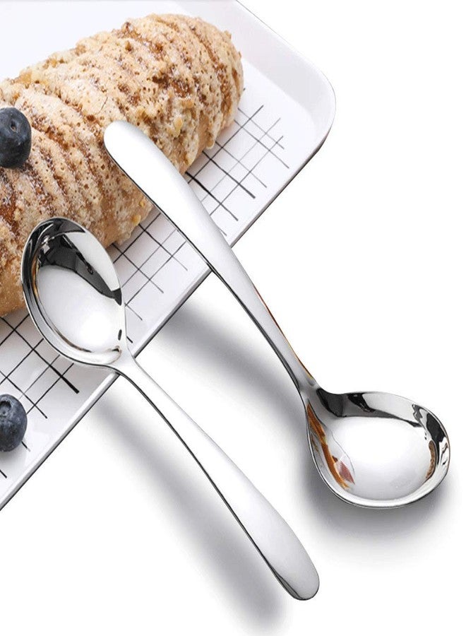 Qualizon 18/8 Stainless Steel Adult Soup Spoon Big Round Spoons Large Heavy Weight Dinner Spoon 4-Piece (7.2Inch) - Image 1