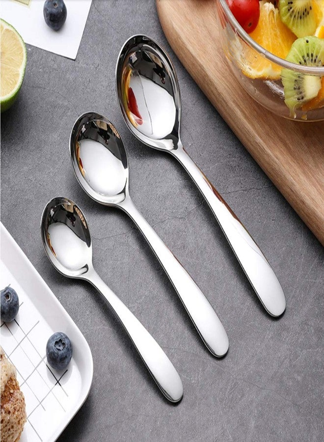 Qualizon 18/8 Stainless Steel Adult Soup Spoon Big Round Spoons Large Heavy Weight Dinner Spoon 4-Piece (7.2Inch) - Image 3