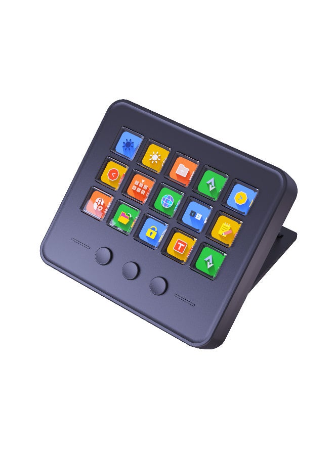 Mirabox Visual Custom Keyboard – Streamdeck with 15 LCD Keys + 3 Buttons, Smart Console with Icon Editing, Multi-Angle Stand, Easy Setup, 200+ Plugins, Portable Visual Control Panel for Streamers - Image 1