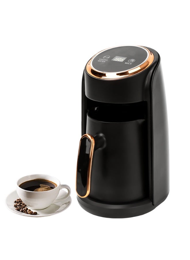 "ماكينة قهوة تركية أوتوماتيكية، جهاز القهوة التركية، الة قهوة تركي – 600 واط، سعة 300 مل، مع مؤشر ضوئي و صوتي، وحماية من الغليان الجاف | أجهزة مطبخ - أسود " - Image 1