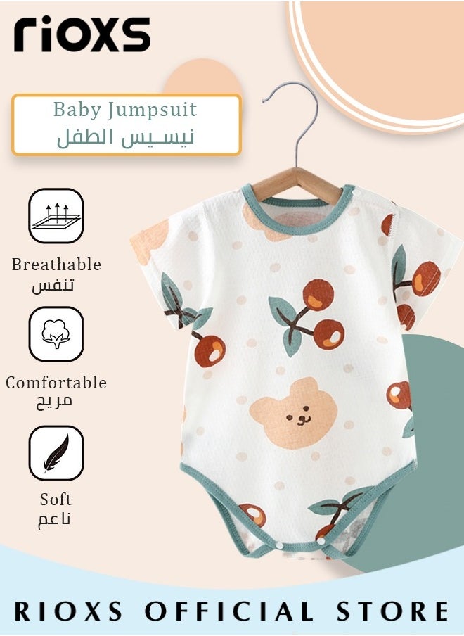 RIOXS - Baby Boys Girls Onepiece Romper Sets 5pcs Summer Baby Bodysuit Half Sleeves Romper Sleep Suit Sets for Baby Made from Lightweight Breathable and Soft Cotton Fabric - Image 1