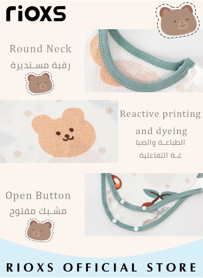 RIOXS - Baby Boys Girls Onepiece Romper Sets 5pcs Summer Baby Bodysuit Half Sleeves Romper Sleep Suit Sets for Baby Made from Lightweight Breathable and Soft Cotton Fabric - Image 1