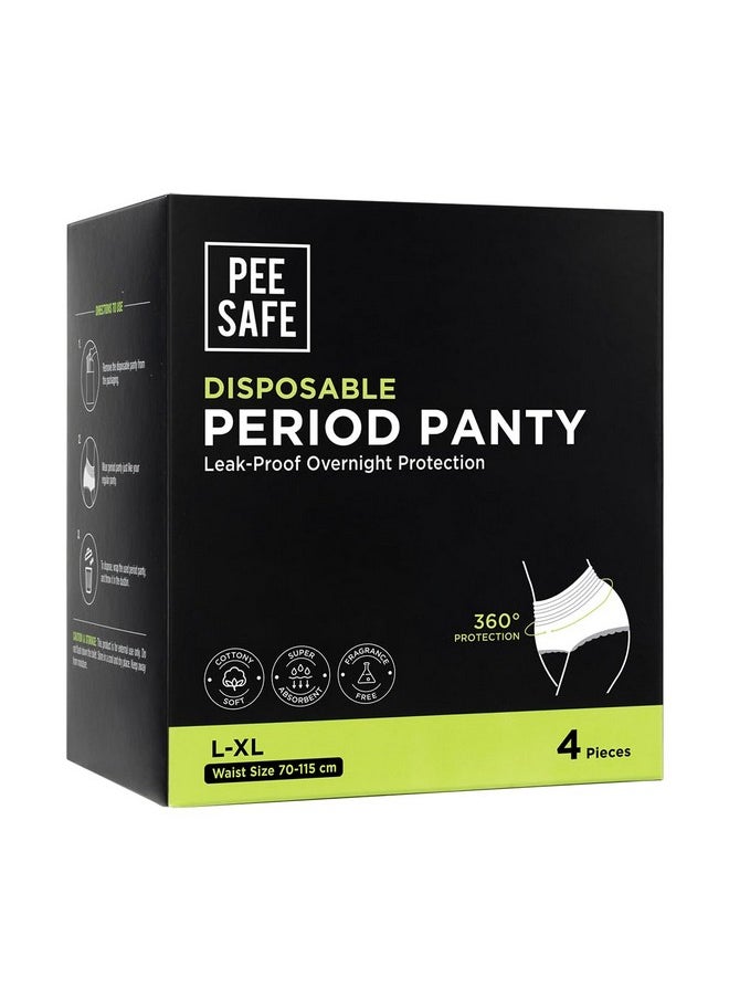 PEESAFE Pee Safe Disposable Period Panties For Women Leak Proof | L-Xl | Pack Of 4 | 360° Protection | Overnight Comfort | Rash & Toxin Free | No Leakage | Seamless Fit | Period Panty For Heavy Flow White  - Image 1