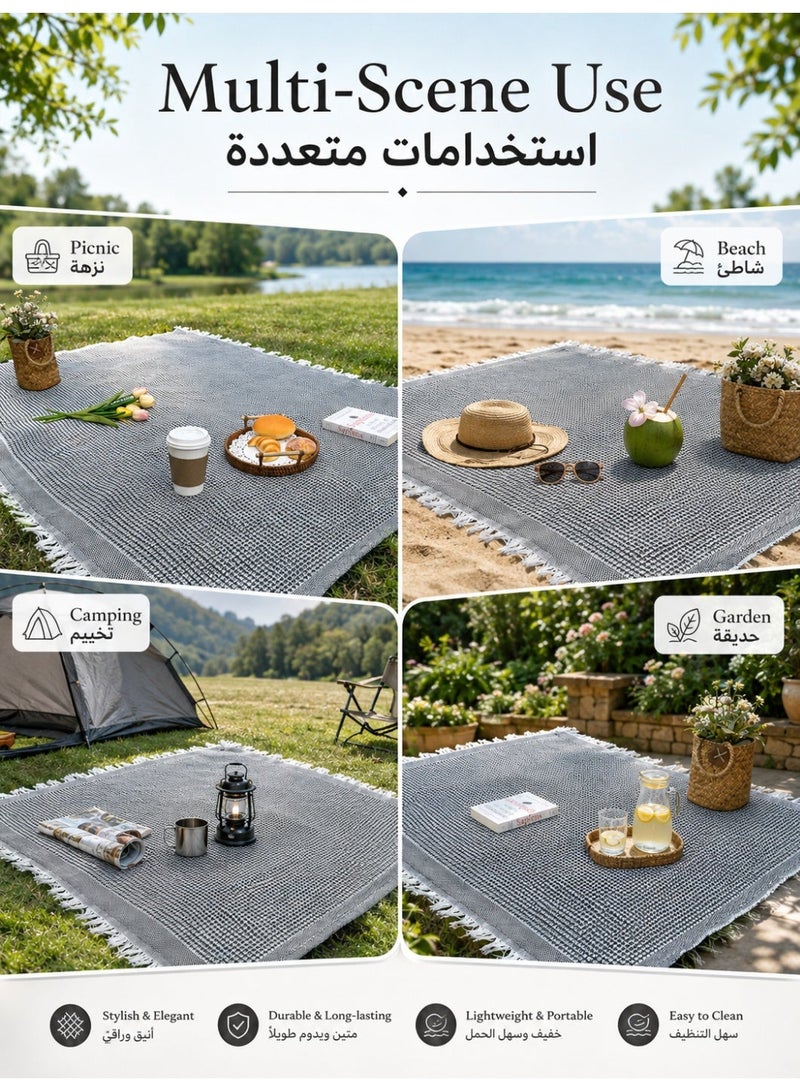 Extra large picnic blanket | Outdoor use | Suitable for 4-6 adults | Thickened cotton and linen, sandproof and moisture-proof | Machine washable portable outdoor mat | Camping | Lawn | Park, etc. | Cute and creative couple gifts | Wedding registration gift | Suitable for camping | Park | Beach | 90 cm × 180 cm - Image 4