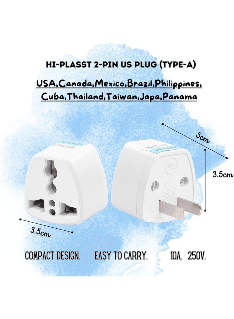 2 Pieces Type-A India to US Converter India to USA Universal Travel Adapter for Canada, Mexico, Brazil, Philippines, Cuba, Thailand, Taiwan, Japan - Image 2