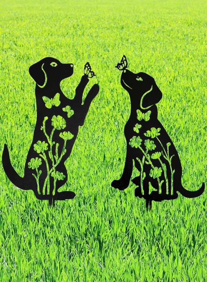 VICHTOP Metal Dog Garden Decor for Outside (2 Pack), 6.5"×10" Puppy Decorative Garden Stakes, Dog Silhouette Outdoor Dog Decor, Dog Yard Art, Weather Resistant Steel Dog Yard Decor for Dog Lovers - Image 1
