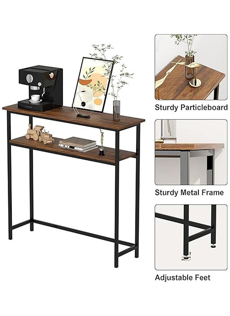 AGD - Console entrance table, side table to organize and store your needs, sofa table, coffee corner table - wood - brown/black, with a durable metal structure. - Image 1