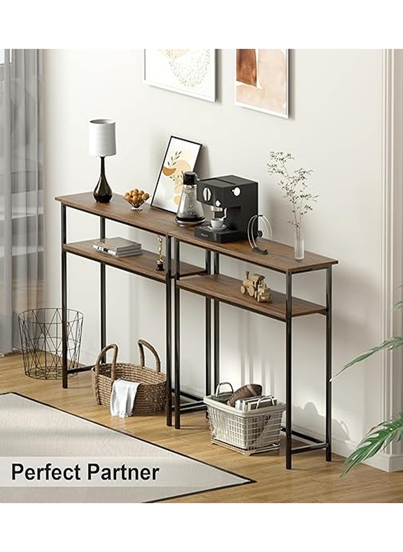 AGD - Console entrance table, side table to organize and store your needs, sofa table, coffee corner table - wood - brown/black, with a durable metal structure. - Image 1