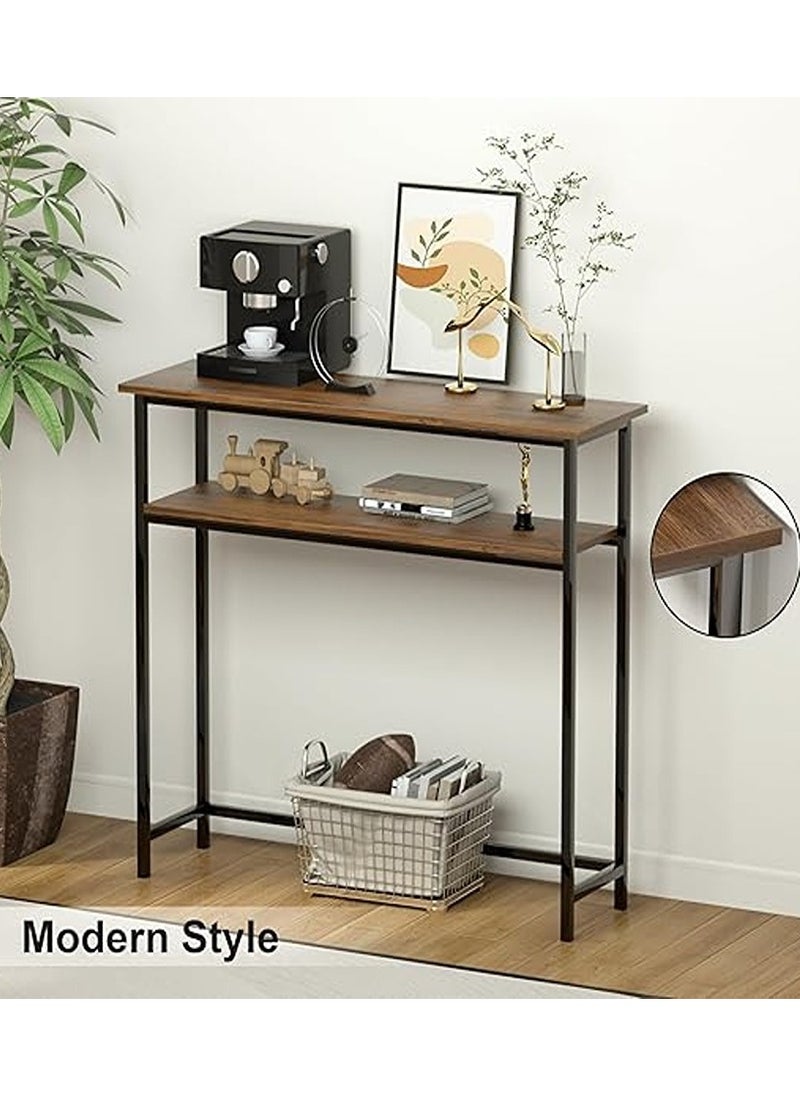 AGD - Console entrance table, side table to organize and store your needs, sofa table, coffee corner table - wood - brown/black, with a durable metal structure. - Image 1