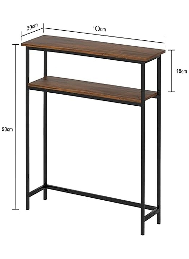 AGD - Console entrance table, side table to organize and store your needs, sofa table, coffee corner table - wood - brown/black, with a durable metal structure. - Image 1