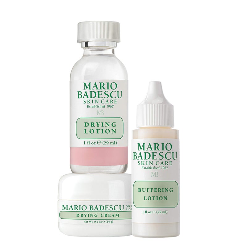 Mario Badescu Acne Repair Kit with Drying Lotion Buffering Lotion Drying Cream Skin Care Set Ideal for Combination or Oily Face for Healthy Clear Complexion