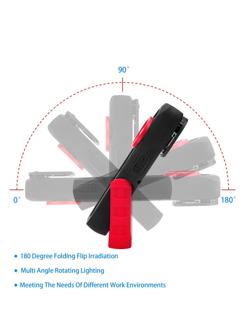LED Work Light 500 Lumens Portable Rechargeable Magnetic Work Light with Hanging Hook Waterproof COB Keychain WorkLight 4 Light Modes Type C Charge Strong Magnet Base for Camping Repairing Grill - Image 4