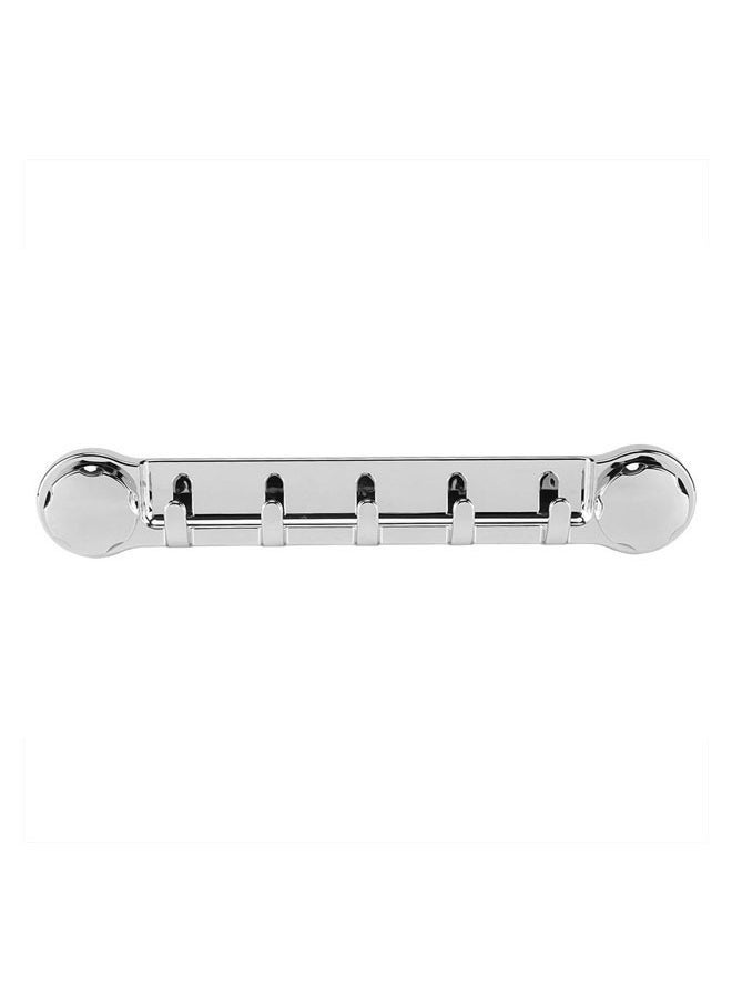 Hihonor 1 Pack Powerful Vacuum Suction Cup Towel Holder, Wall Mount Coat Bath Towel Hook, Hanger Rail Bar with 5 Hooks for Towels, Robes, Clothing, Silver  - Image 1
