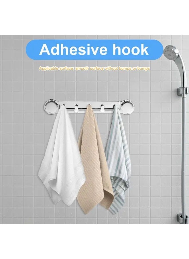 Hihonor 1 Pack Powerful Vacuum Suction Cup Towel Holder, Wall Mount Coat Bath Towel Hook, Hanger Rail Bar with 5 Hooks for Towels, Robes, Clothing, Silver  - Image 4