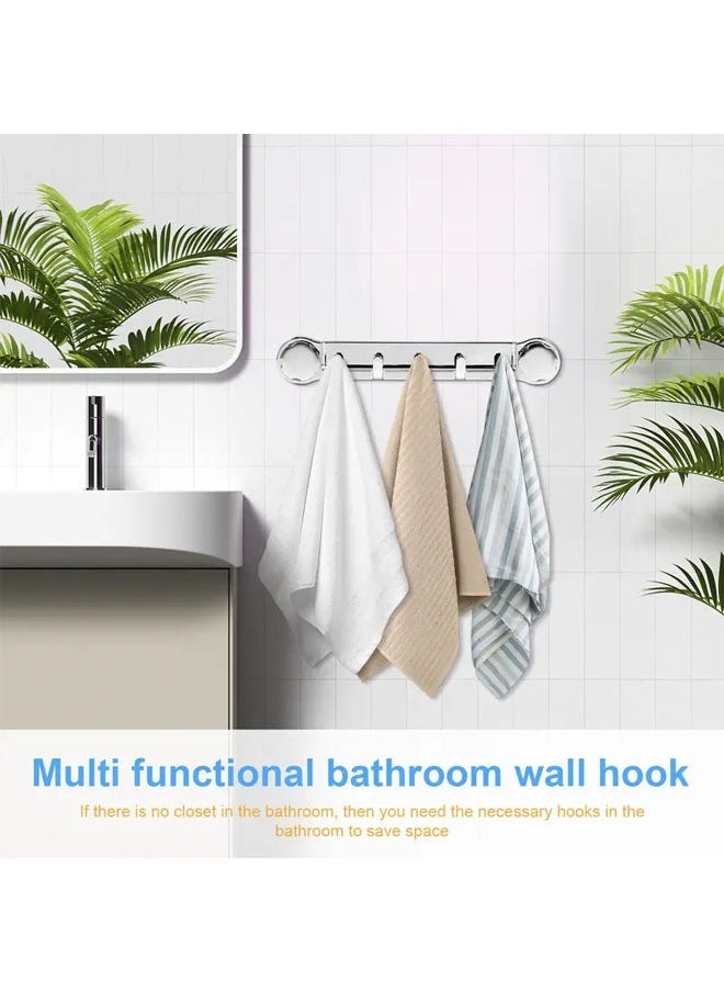 Hihonor 1 Pack Powerful Vacuum Suction Cup Towel Holder, Wall Mount Coat Bath Towel Hook, Hanger Rail Bar with 5 Hooks for Towels, Robes, Clothing, Silver  - Image 5