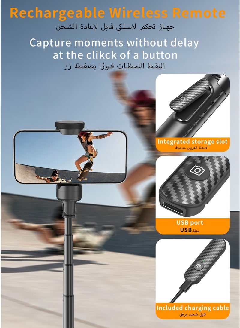 XXZU 170cm/67inch Selfie Stick Tripod with Wireless Remote, One Intergated Smartphone Tripod Stand with 360° Phone Holder , Aluminum Portable Lightweight Travel Tripod for Video Recording - Image 5