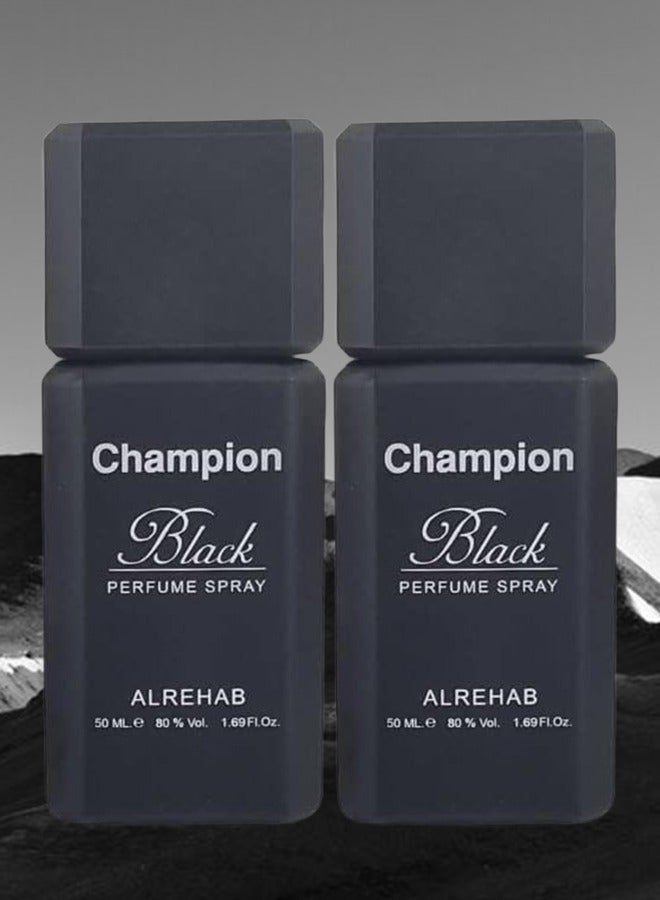 Alrehab 2 Pieces Champion Black Perfume 50ml EDP - Image 1